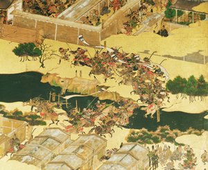 Die Schlacht von Hogen von einem Bildschirm, Momoyama-Periode (1568-1600) (Detail)