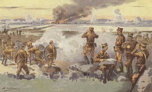 Die Bombardierung von Liao-yang durch unsere Artillerie von Japanese School