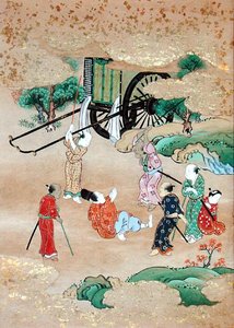 Der Mönch Shogaku (1126-1235) wird von Räubern angegriffen von Japanese School