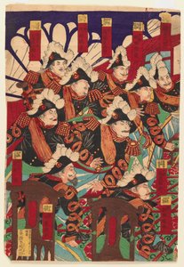 Drei Blätter eines Triptychons, 1868-1912 von Japanese School