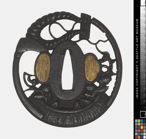 Tsuba: Blumen, Sense, Seil, frühes 18. Jahrhundert (Eisen) von Japanese School