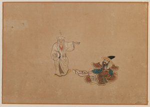 Zwei Figuren, Albumblattmalerei von Japanese School