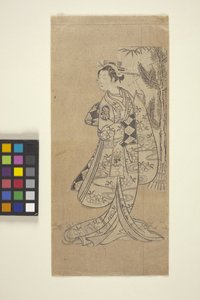 Ohne Titel (Frau vor einem Baum stehend) von Japanese School