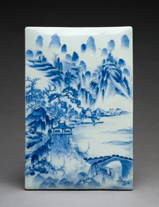 Schreibkasten mit Landschaft, Seto Brennofen-Stätte von Japanese School