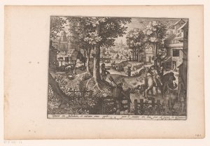 Landschaft mit der Geschichte des barmherzigen Samariters: die Ankunft im Gasthaus von Jaspar de Isaac (attributed to)