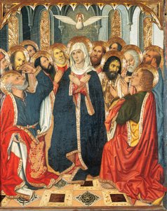 Pfingsttafel. Vom Altarbild des Konstablers von Portugal (1464-1465). Malerei auf Holz. Von Jaume Huguet (1414-1492). XV Jahrhundert