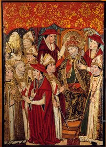 Die Wahl von Saint Fabien zum Papst (236 bis 250). Gemälde von Jaime Huguet (1415-1492)