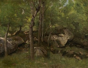 Felsen im Wald von Fontainebleau von Jean-Baptiste-Camille Corot