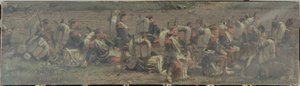 Militärszene: die Trommler des 1. Regiments der Grenadiere der Garde (Fragment des Rezonville-Panoramas) von Jean Baptiste Edouard Detaille