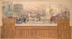 Empfang durch die Gemeinde Paris an der Barrière de la Villette, der aus Polen zurückkehrenden Truppen, nach dem Feldzug 1806-1807, zwischen 1901 und 1902 von Jean Baptiste Edouard Detaille