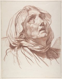 Kopf einer aufblickenden alten Frau von Jean-Baptiste Greuze