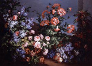 Stillleben mit Rosen und Flieder. Gemälde von Jean Baptiste Monnoyer (1634-1699) Privatsammlung