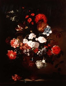 Stillleben mit Nelken, Tulpen, Pfingstrosen und anderen Blumen von Jean Baptiste Monnoyer