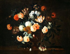 Vase mit Blumen und Insekten von Jean Baptiste Monnoyer