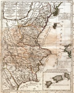 Karte des Königreichs Valencia und Murcia (Spanien)