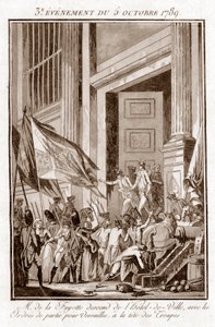 Französische Revolution - La Fayette verlässt das Pariser Rathaus, um nach Versailles zu gehen, 5. Oktober