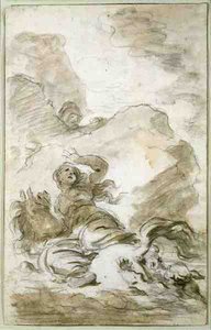 Angelica erreicht das Ufer, wo der Einsiedler lauert von Jean Honore Fragonard