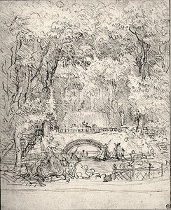 Wasserfall in einem Garten von Jean Honore Fragonard