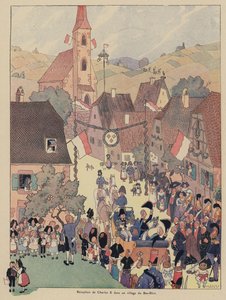 Empfang von König Karl X. von Frankreich in einem Dorf im Bas-Rhin, Elsass