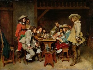 Unschuldige und Kartenschwindler: Ein Spiel von Piquet von Jean Louis Ernest (after) Meissonier