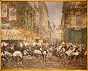 Die Veröffentlichung der Abendzeitungen, Rue du Croissant im Jahr 1914, zeigt die Aktivitäten der Presse im 2. Arrondissement von Paris
