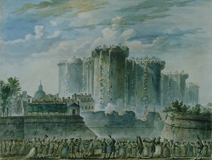Die Zerstörung der Bastille von Jean-Pierre Houel