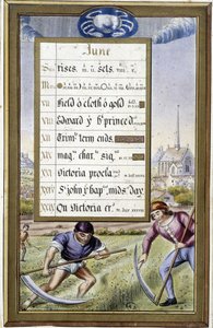 Kalender von Juni und Zeichen des Krebses - in den Stunden der Anne von Bretagne, von Jean Bourdichon von Jean (after) Bourdichon
