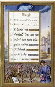 März: Baumschnitt (Widder) - Faksimile der Stunden der Anne von Bretagne, von Jean Bourdichon von Jean (after) Bourdichon
