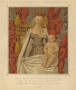 Agnes Sorel als Madonna Lactans (Chromolitho) von Jean (after) Fouquet