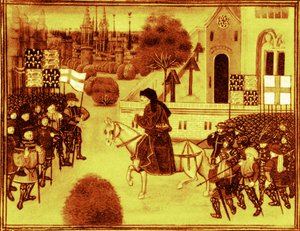 Predigt von John Ball an die Bauern, Illumination zu Jean Froissarts Chroniken (14. Jahrhundert) von Jean (after) Froissart