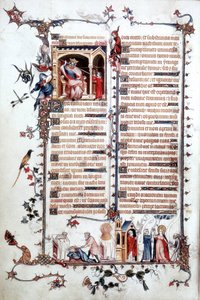 Ms Lat 10483 fol.24v David vor Saul, aus dem Belleville-Brevier, ca. 1323-26 (Pergament) von Jean (studio of) Pucelle