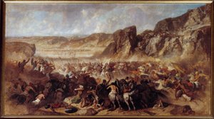 Episode des Rückzugs der Zehntausend (Illustration der Anabasis von Xenophon). Die Zehntausend sind griechische Söldner, die vom persischen Prinzen Kyros dem Jüngeren in seinem Kampf gegen seinen Bruder Artaxerxes II. angeworben wurden. Gemälde von Jean Adrien Guignet