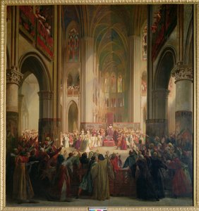 Generalstände von Paris treffen sich in Notre-Dame nach dem Tod von Karl IV. (1295-1328) von Jean Alaux