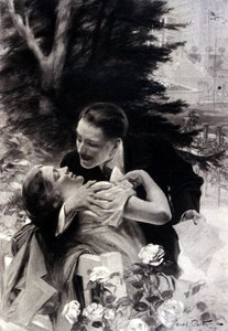 Verführungsszene. Gravur von André Castaigne. 1922 von Jean Alexandre Michel Andre Castaigne