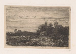 Landschaft mit Kirchturm von Jean Alexis Achard
