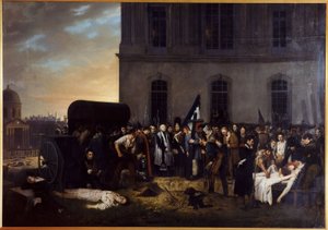 Vorübergehende Beerdigung der Opfer des Juli vor der Kolonnade des Louvre von Jean Alphonse Roehn