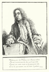 Selbstporträt des französischen Künstlers Antoine Watteau (Stich)