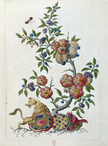 Zeichnung von einer chinesischen Vase: Blumenast