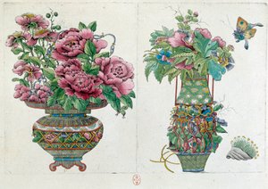 Zeichnung von einer chinesischen Vase: Blumentopf von Jean Antoine Fraisse