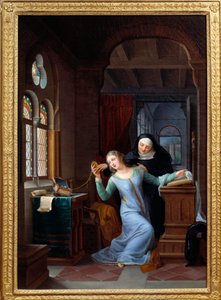 Heloise umarmt das klösterliche Leben, Geschichte von Heloise und Abelard, Gemälde von Jean Antoine Laurent