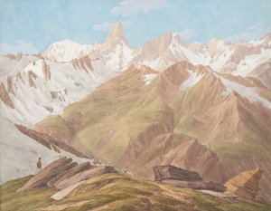 Ansicht des Massivs des Mont Blanc in der Nähe des Petit Jorasse, Grand Jorasse, le..., spätes 18.-19. Jahrhundert von Jean Antoine Linck