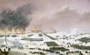 Feldzug in Preußen und Polen (1806-1807) - Simeon Jean Antoine Fort (1793-1861): Schlacht von Eylau, Angriff auf den Friedhof am 7. Februar 1807, Musée de l