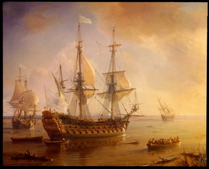 Expedition von Robert Cavelier de La Salle in Louisiana (Schiffsdetail) von Jean Antoine Theodore Gudin