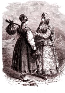 Russland. Frauen der Valdai-Berge. 1865 (Gravur) von Jean Antoine Valentin Foulquier