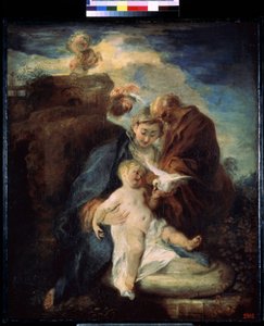Die Heilige Familie, Rast auf der Flucht nach Ägypten von Jean Antoine Watteau