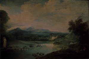 Landschaft mit Wasserfall, ca. 1714