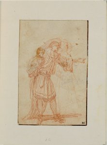 Der Doktor, Figur der italienischen Komödie, und eine Frau von Jean Antoine Watteau