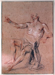 Männlicher Akt Bleistiftzeichnung von Jean Antoine Watteau (18. Jahrhundert) von Jean Antoine Watteau
