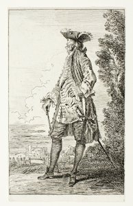 Stehender Mann mit Hut, nach links gewandt, aus Figures de Modes