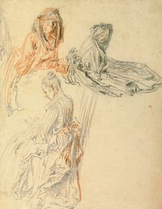 Studien von drei sitzenden Frauen, um 1716-18 von Jean Antoine Watteau